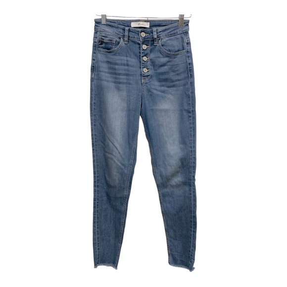 Kancan Estilo High Rise Ankle Skinny Buttonfly Raw Edge Hem Jeans 3/25 - Picture 2 of 12